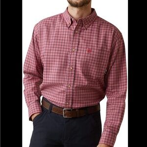Ariat Pro Series Men's Red Plaid Button Down Shirt